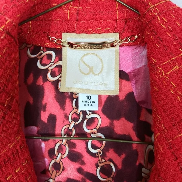 St John Couture Tweed Fringe 2 pc Skirt Blazer Set - Picture 8 of 8